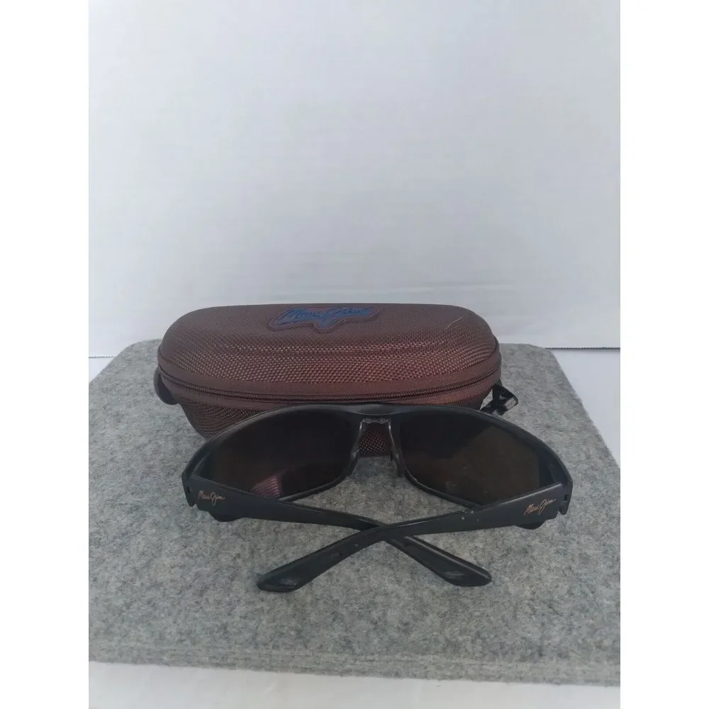 Maui Jim Sport Sunglasses with Protective Case - Matte Black Frame Mirror Lenses